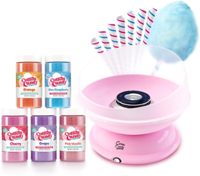 CC1000-S Cotton Candy Machine with 5 Floss Sugar Jars & 50 Cones Included