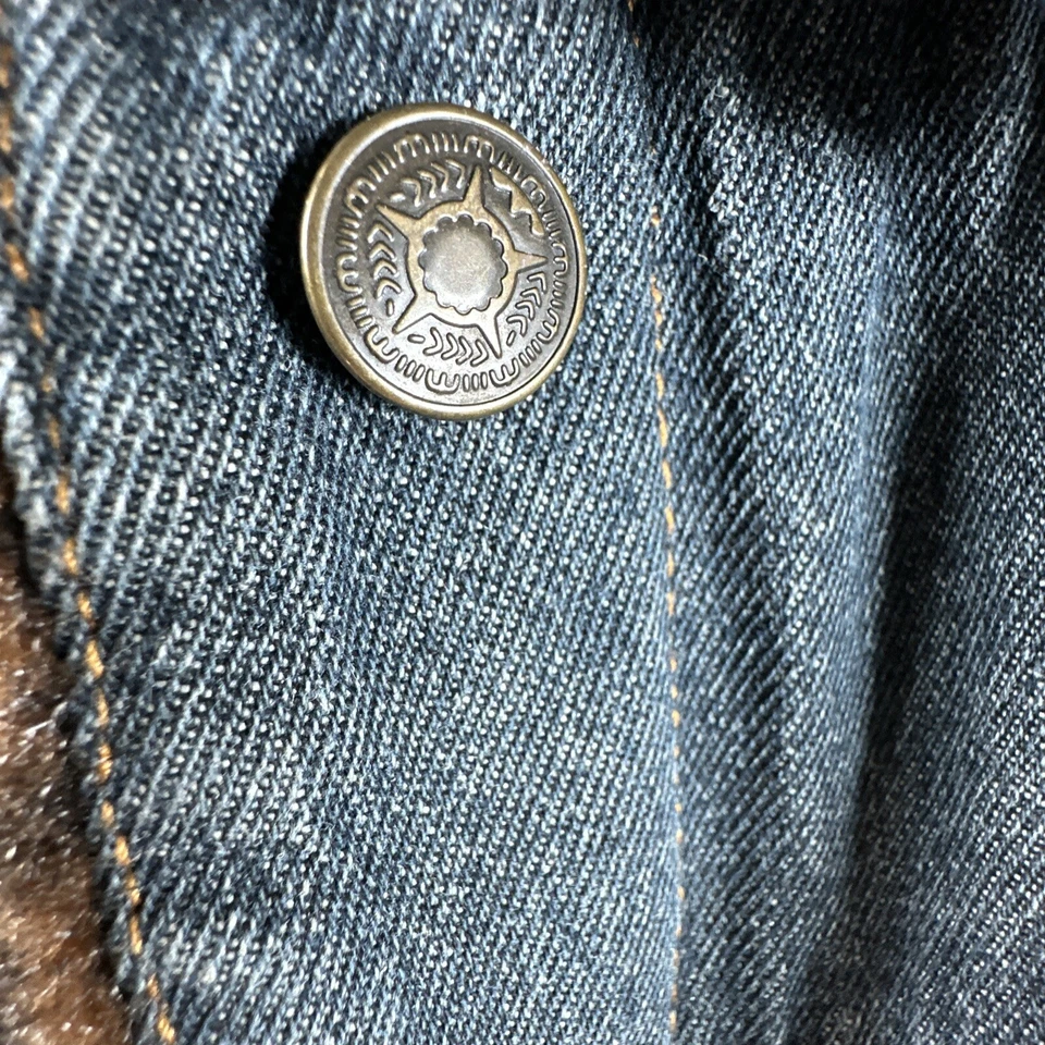 Denim And faux Fur Coat By Marvin Richard’s Woman’s Size Medium - M - Image 3 of 4