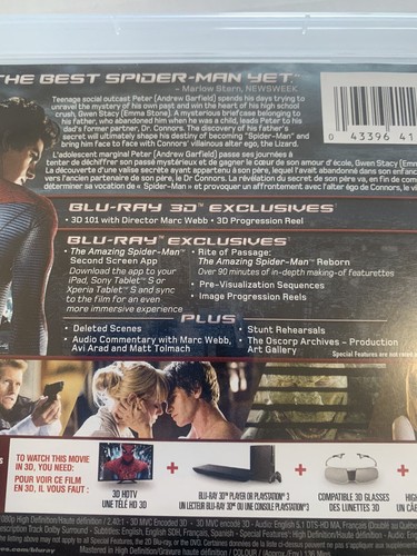 The Amazing Spiderman (3D, Bluray, DVD, 2012, Andrew Garfield, Emma Stone) Cad - Picture 4 of 8