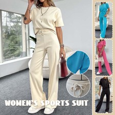 Spring Women Short Sleeve T-shirt Trouser Tracksuit Two-piece Set Sports Suit