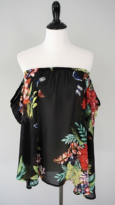 New I Jeans by Buffalo Butterfly Floral Peasant Spring Summer Top Shirt Sz M