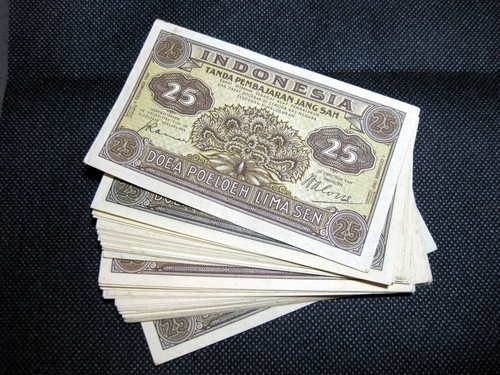 Indonesia 25 Doea Poeloeh Lima Sen Uncirculated Bank Notes 1947 (1pcs) - Picture 3 of 4