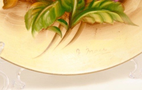 "Plato Enesco 9"" J. Mace pintado a mano primavera rosa melocotón ciruela floral E2302 Japón" - Imagen 2 de 4
