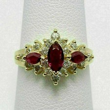 2Ct Marquise Cut Red Garnet Halo Women's Engagement Ring 14K Yellow Gold Over