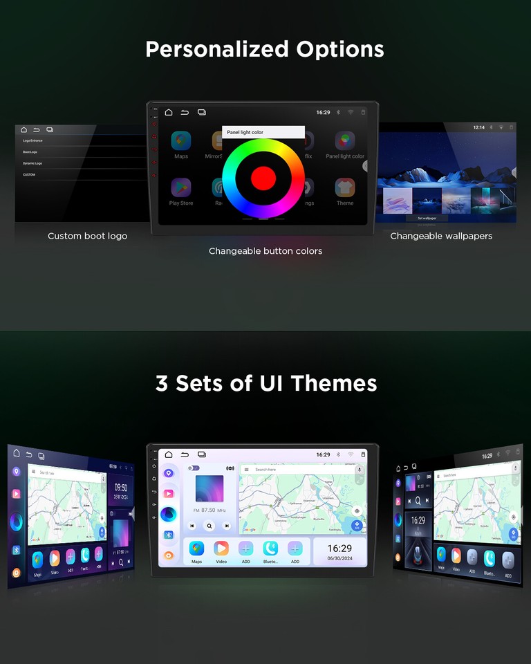 10.1" Double Din Car Stereo with Apple CarPlay & Android 13 Auto Play