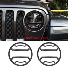 Carbon Fiber Front Headlight Lamp Cover For Jeep Wrangler JL JT Gladiator 2018+