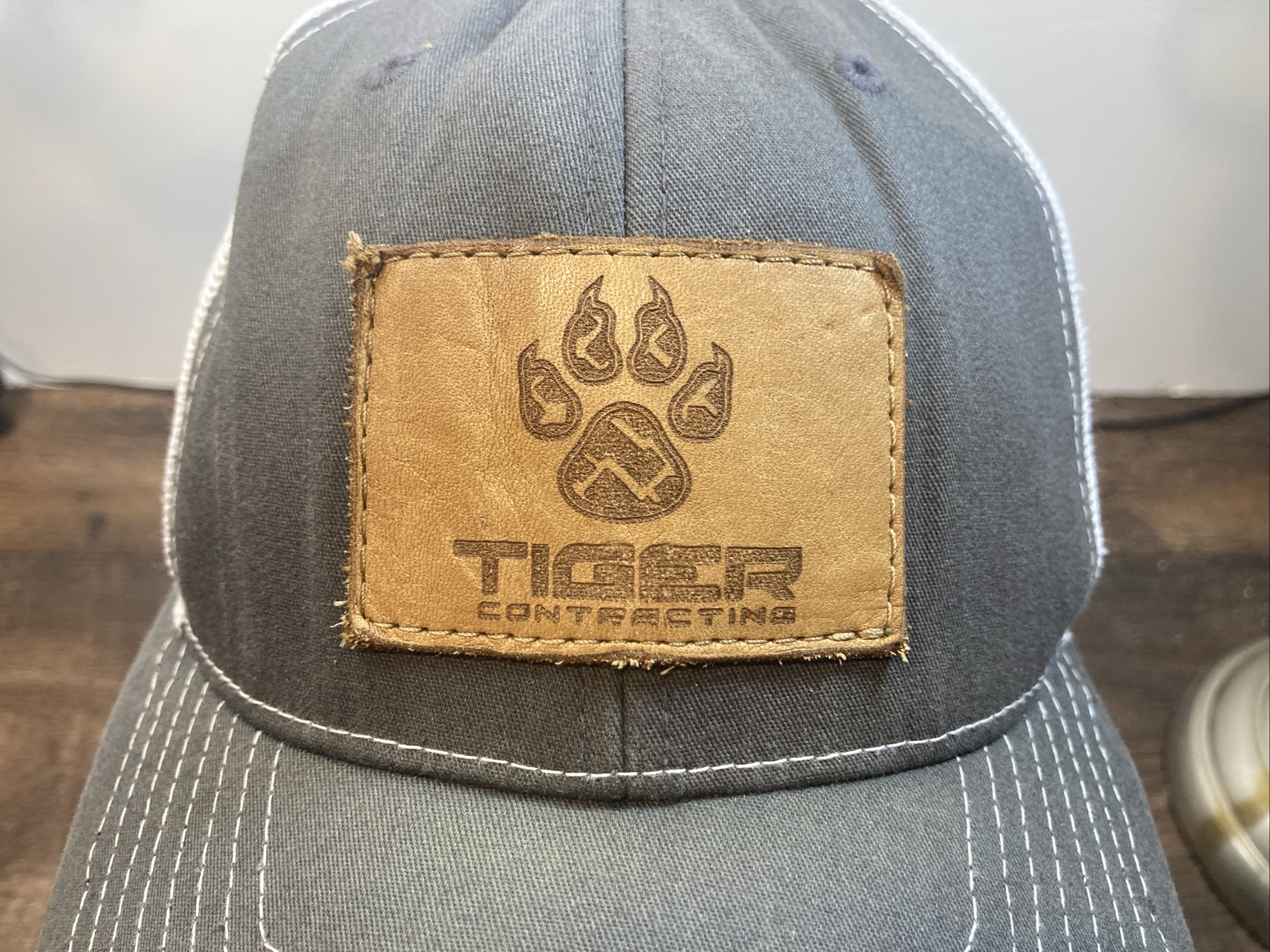Tiger Contracting leather patch snapback hat cap … - image 3