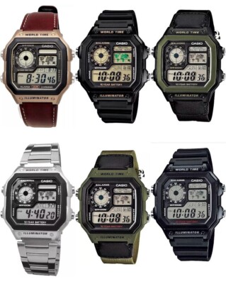 Casio AE-1200WH Series Men World Time Quartz Digital Black  Classic from Japan 