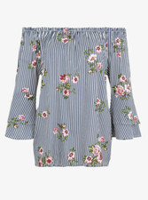 Lascana Floral Blue Carmen Blouse - Size 12 - BNWT - RRP £35