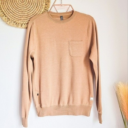 VUORI, Jeffereys Camel Tan Long Sleeve Knit Pullover Shirt Mens Size Small