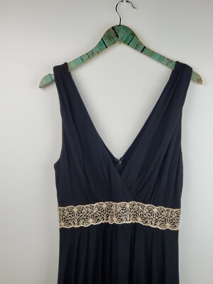 Max and Cleo Women's Black Sleeveless V-Neck Lace Maxi Dress Sz M EUC | eBay