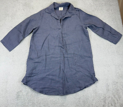 Vikolino 100% European Washed Linen October Tunic Top Size Small Lagenlook Gray