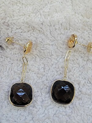 14 Karat Gelbgold Ohrringe Citrin & Onyx 