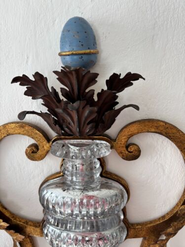 ~ Monumental Maison Bagues Blue & Gold Crystal Flowers Huge French Sconces, c19~ - Picture 4 of 14