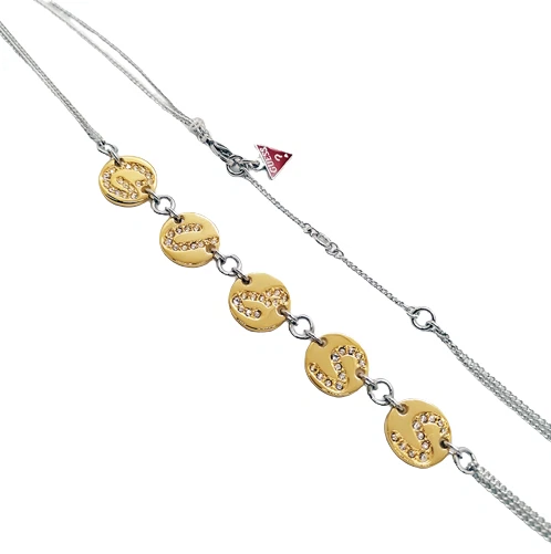 Collana Donna Guess In Acciaio Medagliette Placcate Oro Giallo 18kt UBN11305 - Immagine 3 di 3