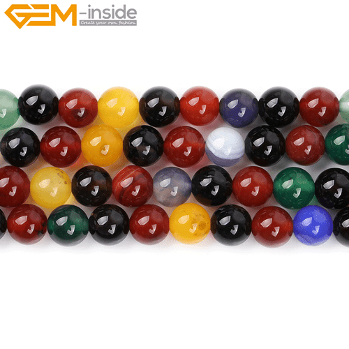 Natural 8mm Assorted Stones Round Loose Beads For Jewellery Making Strand 15" UK - Picture 352 of 380