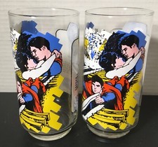 1978 PEPSI SUPERMAN THE MOVIE: THE CAPED WONDER TO THE RESCUE SET OF 2 GLASSES
