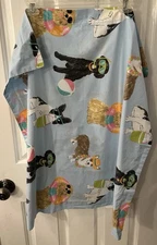 The Company Store 24”x24” Euro Sham Cotton Blue Playful Multi Dog Print EUC