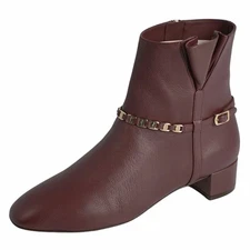 Salvatore Ferragamo BOOTS Short Vara Hardware Leather 6.5 (24cm) Red Used MOLO-0