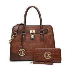 Dasein Women Handbag Purse Medium Satchel Classic Tote with Wallet Set 2pcs Gift