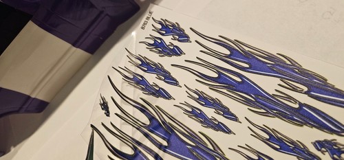 NOT CUT-B763 BLUE FLAMES-RC Car Clear Matte Finish Vinyl Sticker Sheet - Picture 4 of 5