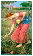 Narcissus by Pre-Raphaelite John William Waterhouse Counted Cross Stitch Pattern