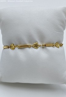 Lukfook 23.80K Yellow Gold Floral & Bar Link Bracelet 7.75" 4.48g Tested