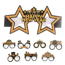 Creative 2024 Party Glasses Paper Frames New Year Photo Prop Reusable Decor