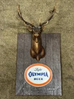 Vintage Olympia Beer 1962 Elk Bust Mounted Head Plaque Wall Sign Advertisement