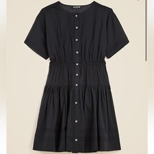 J. Crew Pintuck mini shirt-dress in cotton voile Small Classic Black