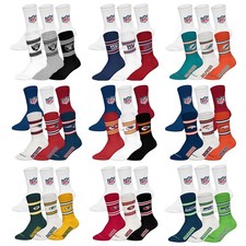 NFL Unisex Socks, 6-Pack - NFL Teams, 6-Pack Crew Socks, Football, Logo