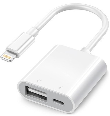 8-Pin to USB Camera Adapter with Charging Port for iPhone 14 13 12 11