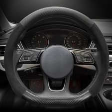 Carodi Suede Carbon Fiber Steering Wheel Cover - Non-Slip Leather, Fits Most ...