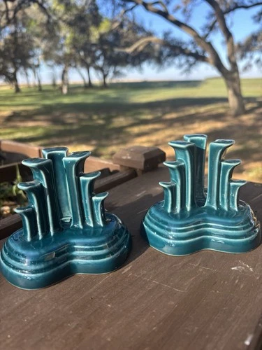 Vintage Fiesta Color Juniper Tripod Candleholders Fiesta Ware