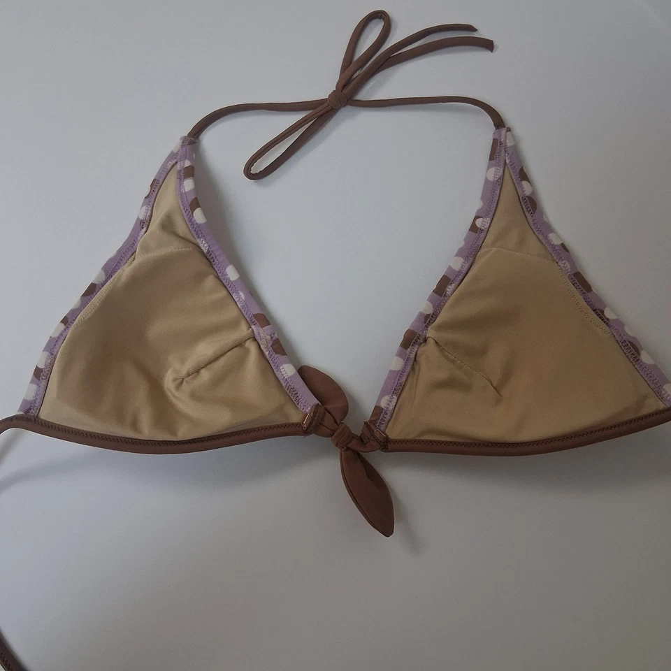 Victoria’s Secret Y2K Lunares Triángulo Bikini Top Púrpura Marrón Retro Natación Foto 4 de 4