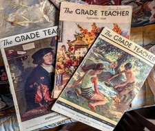 Vtg 1943-1949 WWII Grade Teacher Trade Magazine Lotx3  Ads Halloween Paper Craft