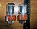 2 Strong SYLVANIA Made BROWN BASE Black Plate 6SN7 Tubes