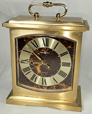 VTG Howard Miller Quartz Brass Carriage Clock Mantle Desk Alarm 4RE603 6"