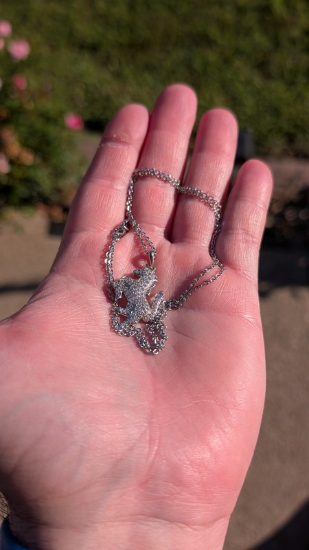 women or men sterling silver lab created white sapphire horse pendant with chain