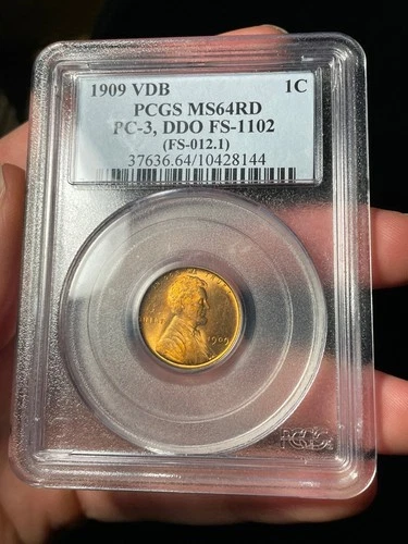 1909 VDB PCGS MS64 RD Lincoln Wheat Cent PC-3, DDO FS-1102 (FS-012.1)