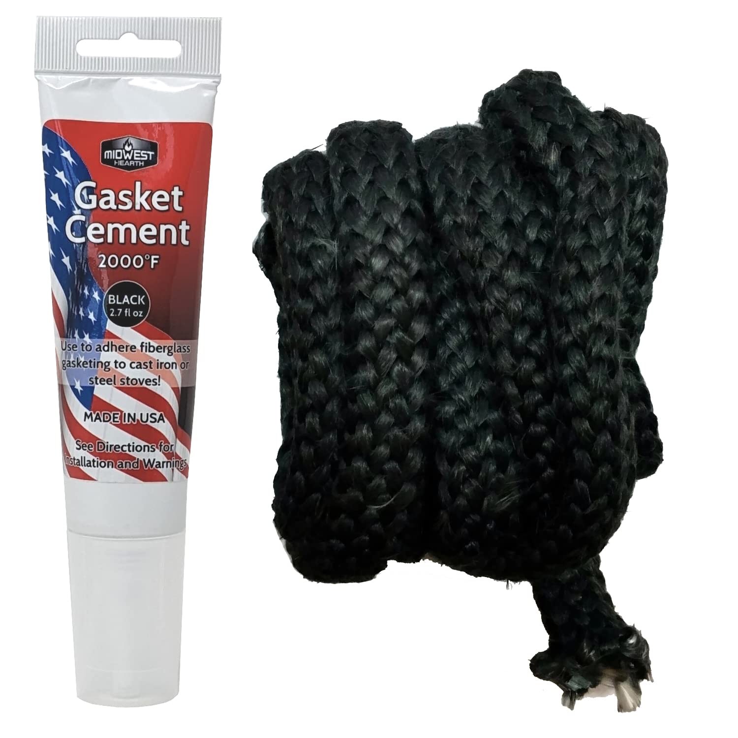 Midwest Hearth Wood Stove Gasket Kit - Graphite Fiberglass 3/4 x 84