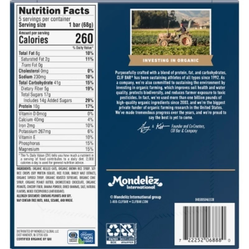   Barra CLIF Mantequilla de Cacahuete Plátano con Chocolate Oscuro  Foto 2 de 4