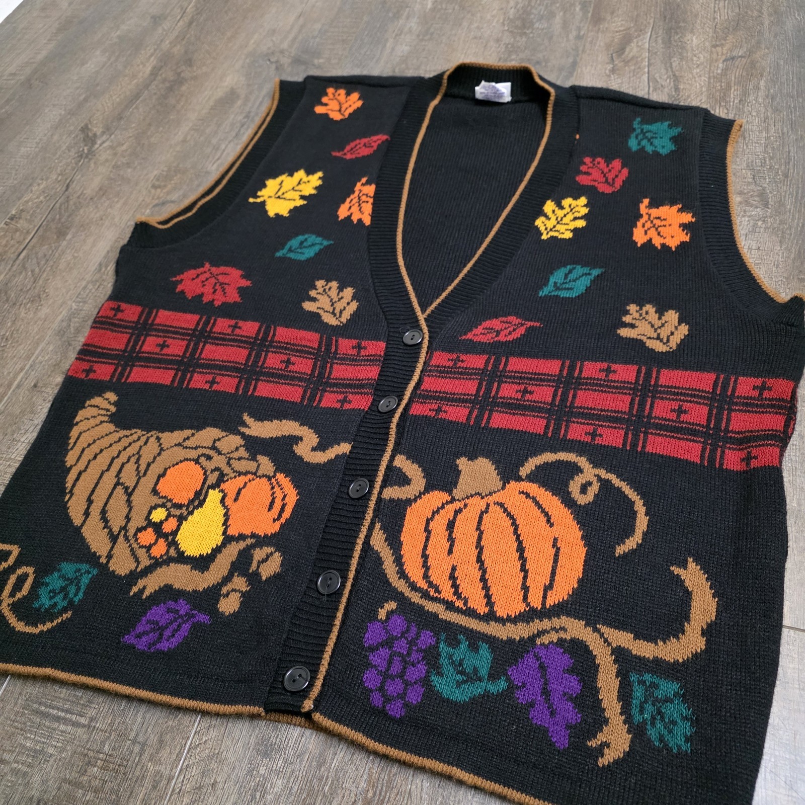 Vintage Basic Editions Sweater Vest FALL Black Kn… - image 2