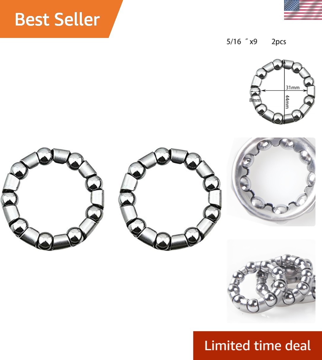 Crank Bearing 5/16" Ball Size - Pack of 2 for Bicycles & Bea