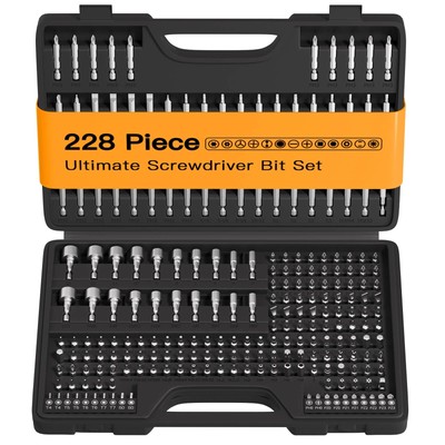 Juego De Puntas De Destornillador De 228 Piezas Con Soporte Magnetico Pro