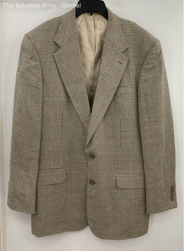 Oscar De La Renta Mens Multicolor Houndstooth Silk Blend Suit Blazer Size 41L