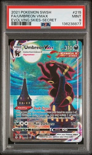 2021 POKEMON SWORD & SHIELD EVOLVING SKIES SECRET FULL ART/UMBREON VMAX PSA 9