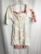 Young Mummy Girl Halloween Costume Size M fits7-10yr Ivory w/ Added Faux Blood