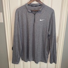 Nike Running Dri-FIT Quarter Zip Women XL Pullover Heather Gray Thumbholes