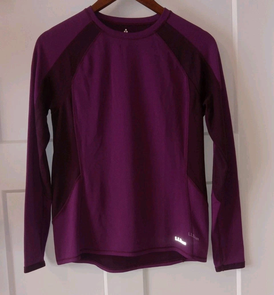 LL Bean Mid Weight Pullover Long Sleeve Crewneck Top S Purple Base Layer